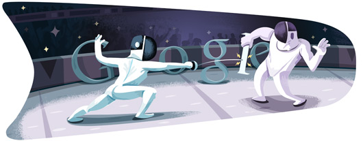 Графический шуточный дудл олимпийских игр в Лондона 2012 от Гугл